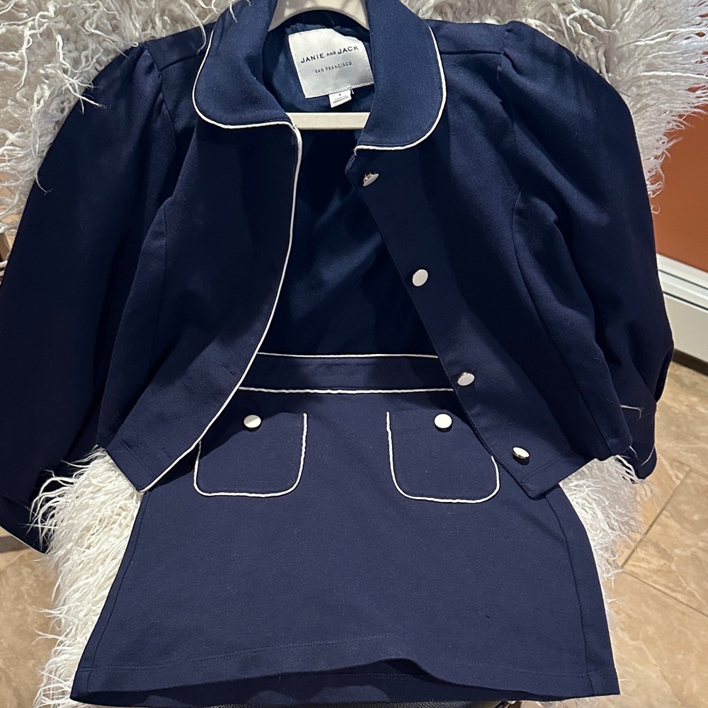 Janie and Jack Navy Ensemble with White Accents
